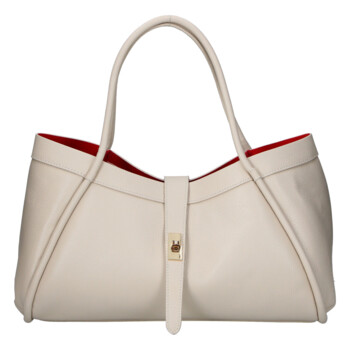 Dámska kožená kabelka do ruky krémová - Delami Vera Pelle Sabel