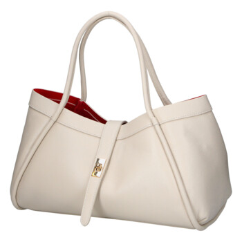 Dámska kožená kabelka do ruky krémová - Delami Vera Pelle Sabel