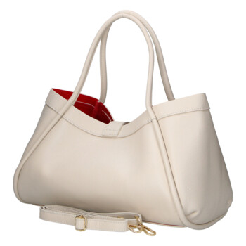 Dámska kožená kabelka do ruky krémová - Delami Vera Pelle Sabel