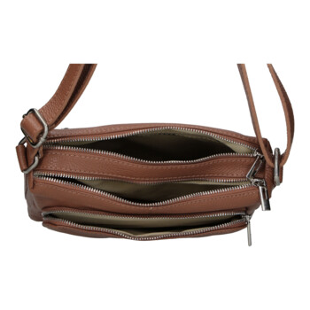 Dámska kožená crossbody kabelka hnedá - Delami Vera Pelle Bandit