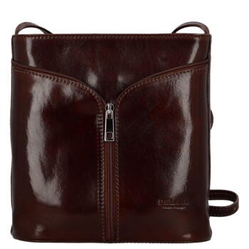 Dámska kožená crossbody kabelka hnedá - Delami Vera Pelle Nemia