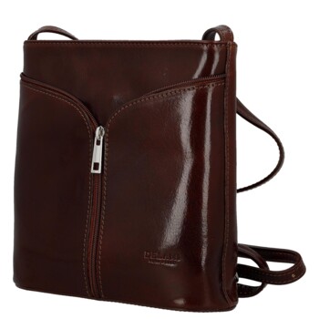 Dámska kožená crossbody kabelka hnedá - Delami Vera Pelle Nemia