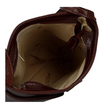 Dámska kožená crossbody kabelka hnedá - Delami Vera Pelle Nemia