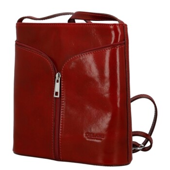 Dámska kožená crossbody kabelka červená - Delami Vera Pelle Nemia