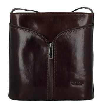 Dámska kožená crossbody kabelka tmavo hnedá - Delami Vera Pelle Nemia