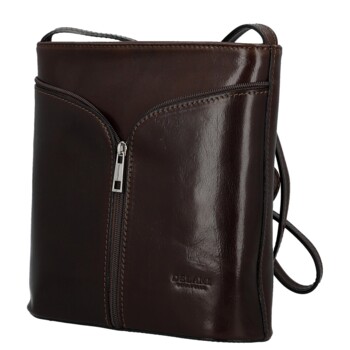 Dámska kožená crossbody kabelka tmavo hnedá - Delami Vera Pelle Nemia