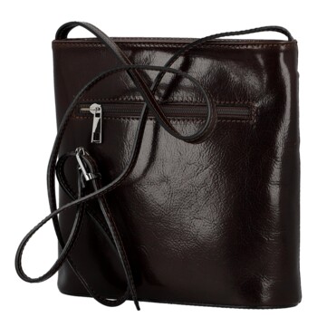 Dámska kožená crossbody kabelka tmavo hnedá - Delami Vera Pelle Nemia