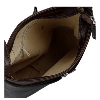 Dámska kožená crossbody kabelka tmavo hnedá - Delami Vera Pelle Nemia