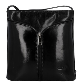 Dámska kožená crossbody kabelka čierna - Delami Vera Pelle Nemia