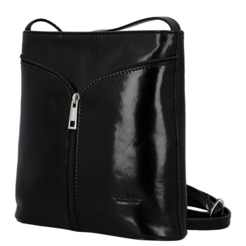 Dámska kožená crossbody kabelka čierna - Delami Vera Pelle Nemia