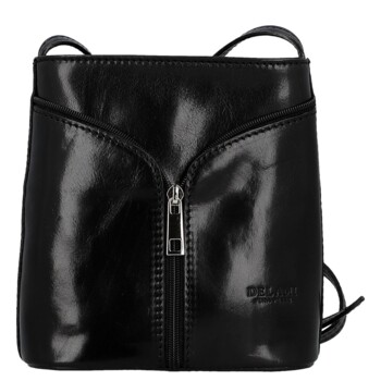 Dámska kožená crossbody kabelka čierna - Delami Vera Pelle Orsolya 