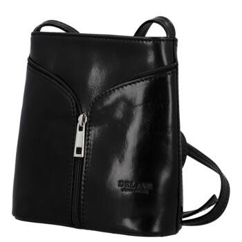 Dámska kožená crossbody kabelka čierna - Delami Vera Pelle Orsolya 