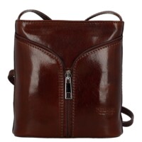 Dámska kožená crossbody kabelka hnedá - Delami Vera Pelle Orsolya 