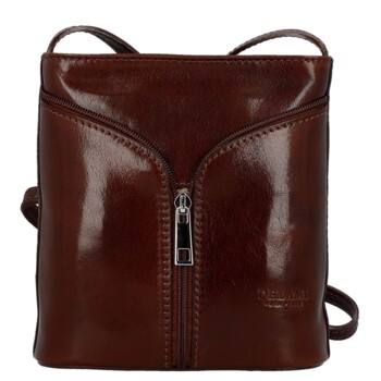 Dámska kožená crossbody kabelka hnedá - Delami Vera Pelle Orsolya 