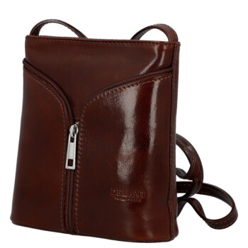 Dámska kožená crossbody kabelka hnedá - Delami Vera Pelle Orsolya 