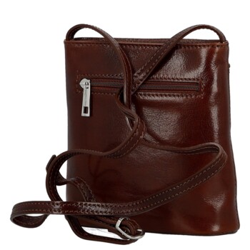 Dámska kožená crossbody kabelka hnedá - Delami Vera Pelle Orsolya 