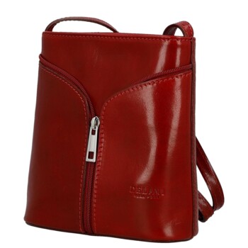 Dámska kožená crossbody kabelka červená - Delami Vera Pelle Orsolya 