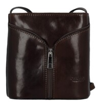 Dámska kožená crossbody kabelka tmavo hnedá - Delami Vera Pelle Orsolya 
