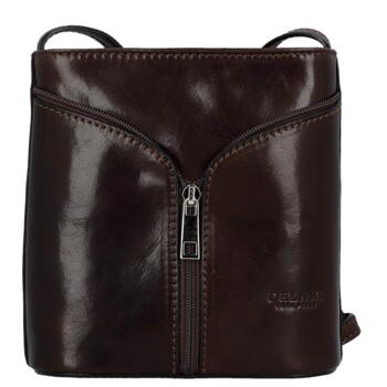 Dámska kožená crossbody kabelka tmavo hnedá - Delami Vera Pelle Orsolya 