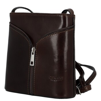 Dámska kožená crossbody kabelka tmavo hnedá - Delami Vera Pelle Orsolya 