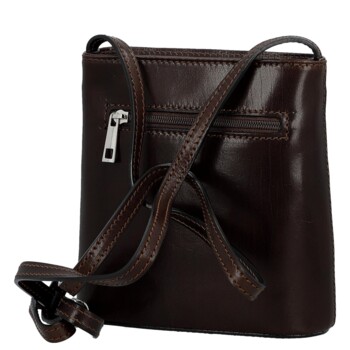 Dámska kožená crossbody kabelka tmavo hnedá - Delami Vera Pelle Orsolya 