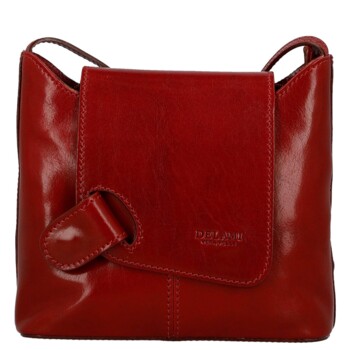 Dámska kožená crossbody kabelka červená - Delami Vera Pelle Belisa