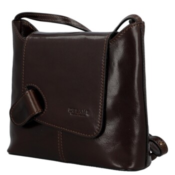 Dámska kožená crossbody kabelka tmavo hnedá - Delami Vera Pelle Belisa