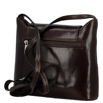 Dámska kožená crossbody kabelka tmavo hnedá - Delami Vera Pelle Belisa