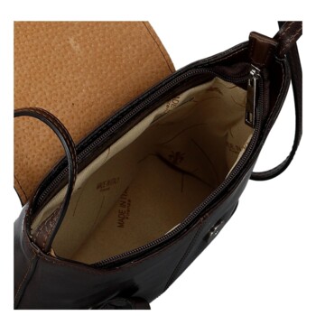 Dámska kožená crossbody kabelka tmavo hnedá - Delami Vera Pelle Belisa