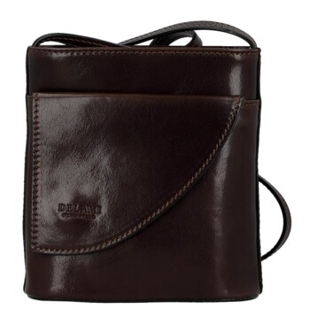 Dámska kožená crossbody kabelka tmavo hnedá - Delami Vera Pelle Ilaria