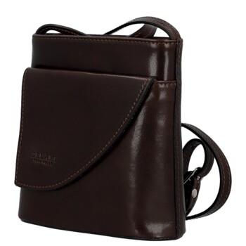 Dámska kožená crossbody kabelka tmavo hnedá - Delami Vera Pelle Ilaria