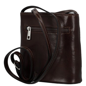 Dámska kožená crossbody kabelka tmavo hnedá - Delami Vera Pelle Ilaria