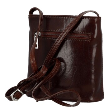Dámska kožená crossbody kabelka hnedá - Delami Vera Pelle Ilaria
