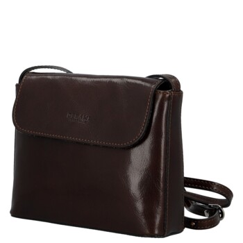Dámska kožená crossbody kabelka tmavo hnedá - Delami Vera Pelle Maryam New