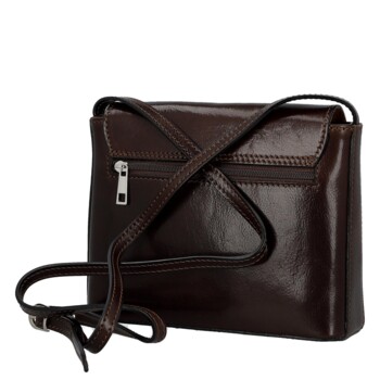 Dámska kožená crossbody kabelka tmavo hnedá - Delami Vera Pelle Maryam New