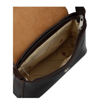 Dámska kožená crossbody kabelka tmavo hnedá - Delami Vera Pelle Maryam New