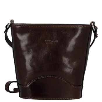 Dámska kožená crossbody kabelka tmavo hnedá - Delami Vera Pelle Saimix