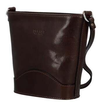 Dámska kožená crossbody kabelka tmavo hnedá - Delami Vera Pelle Saimix
