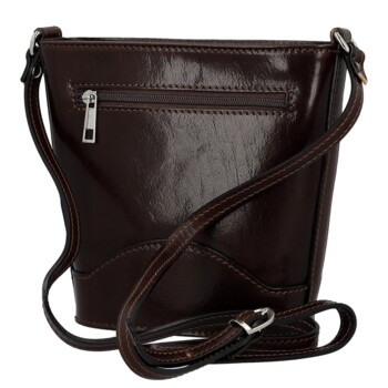 Dámska kožená crossbody kabelka tmavo hnedá - Delami Vera Pelle Saimix