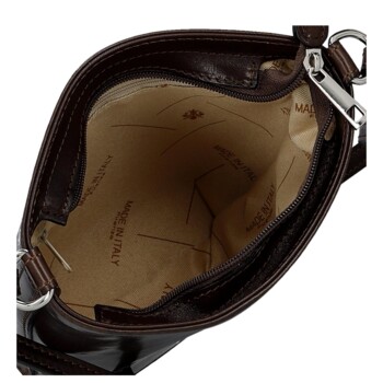 Dámska kožená crossbody kabelka tmavo hnedá - Delami Vera Pelle Saimix