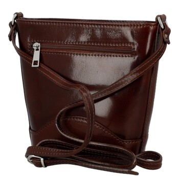 Dámska kožená crossbody kabelka hnedá - Delami Vera Pelle Saimix