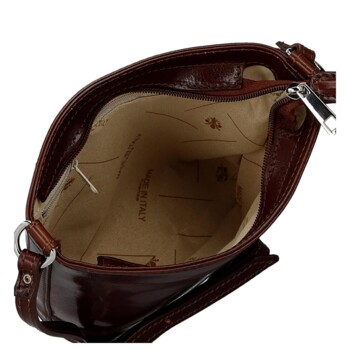 Dámska kožená crossbody kabelka hnedá - Delami Vera Pelle Saimix