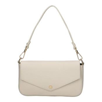 Dámska kožená kabelka na rameno krémová - Delami Vera Pelle Aksely