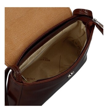 Dámska kožená crossbody kabelka hnedá - Delami Vera Pelle Maryam New