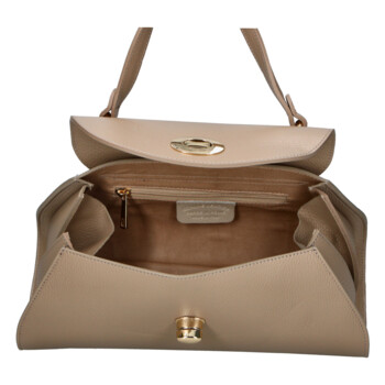 Dámska kožená crossbody kabelka taupe - Delami Vera Pelle Koleta