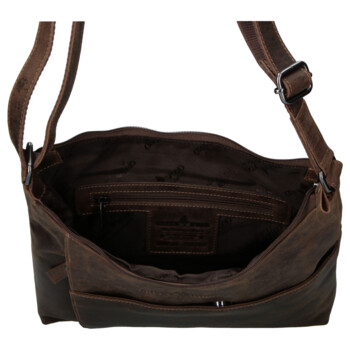 Dámska kožená kabelka cez rameno khaki - Greenwood Ammi