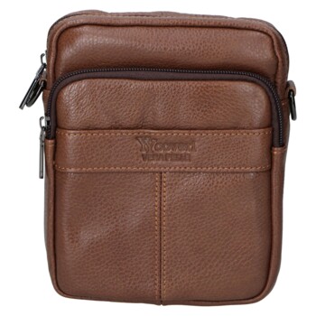 Pánska kožená crossbody taška hnedá - Coveri Fabien