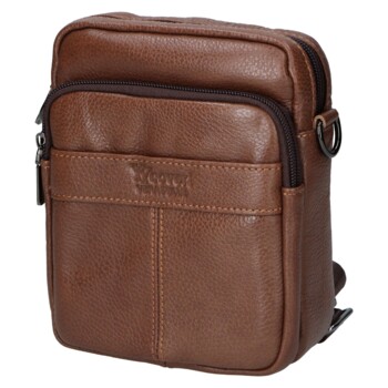 Pánska kožená crossbody taška hnedá - Coveri Fabien