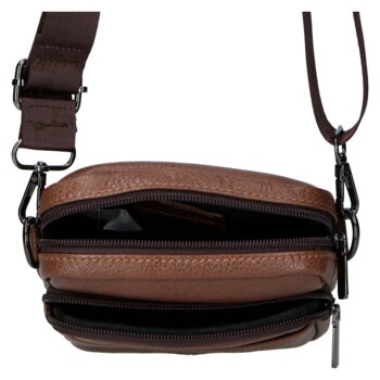 Pánska kožená crossbody taška hnedá - Coveri Fabien