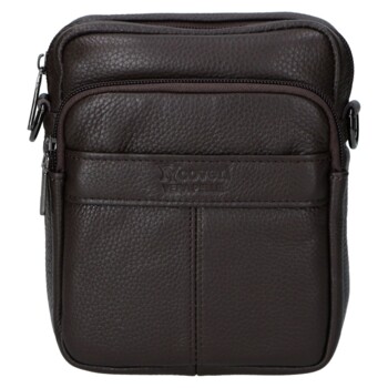 Pánska kožená crossbody taška coffee - Coveri Fabien